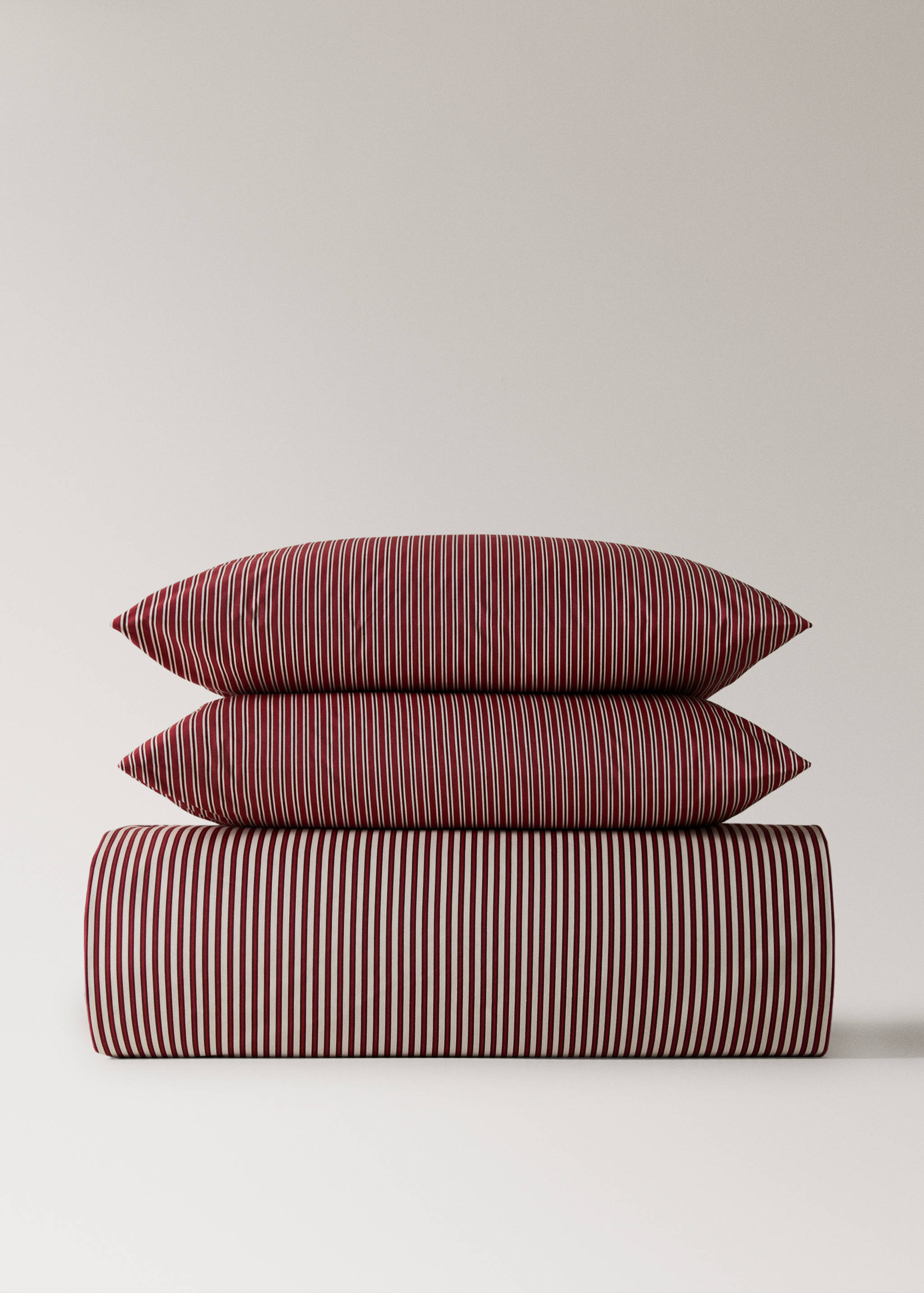 Housse de couette percale de coton 200 fils rayures réversible lit 90 cm - Article sans modèle