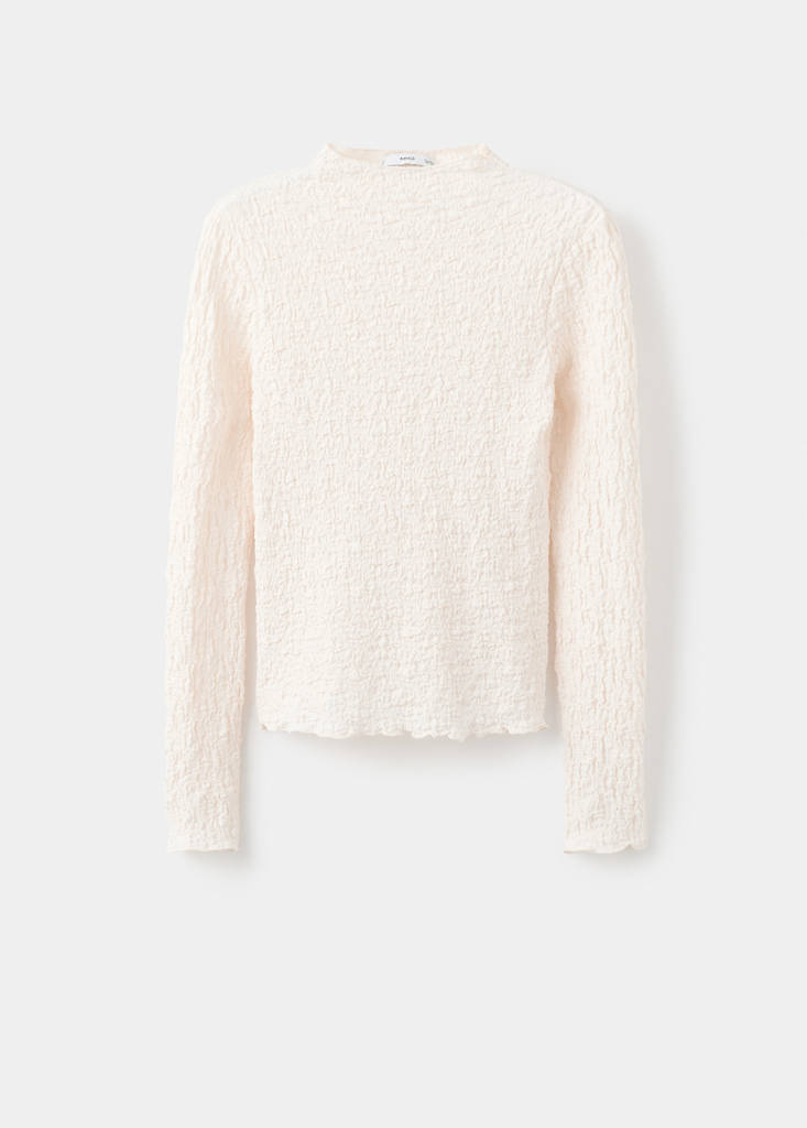 Textured crepe top — Ecru