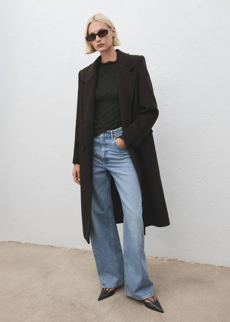 Textured crepe top — Khaki