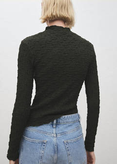 Textured crepe top — Khaki 3