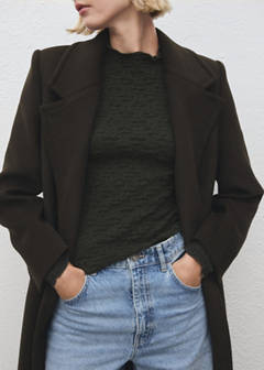 Textured crepe top — Khaki 5