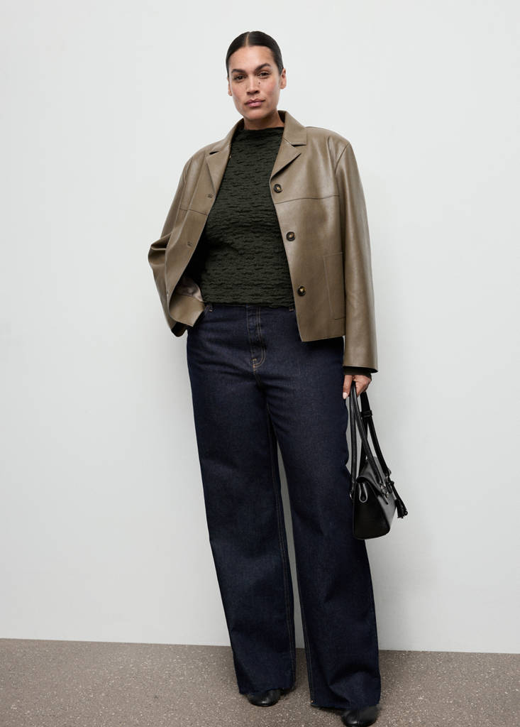 Textured crepe top — Khaki