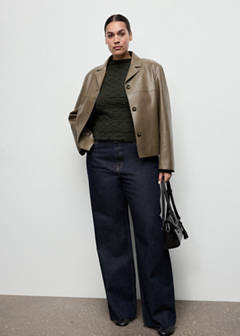 Textured crepe top — Khaki 6