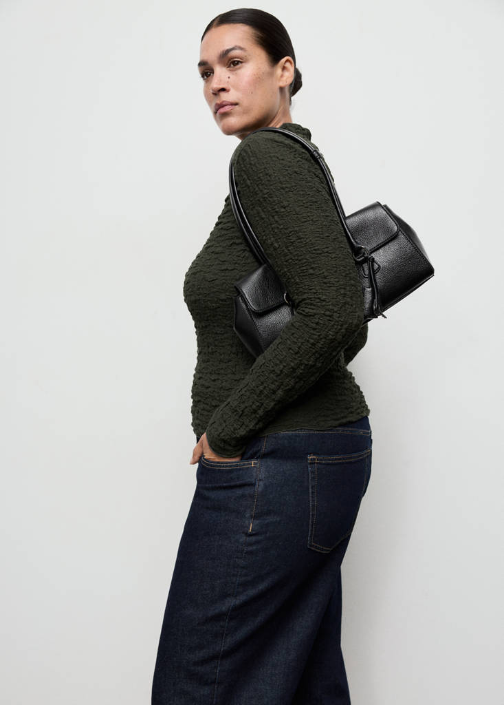 Textured crepe top — Khaki