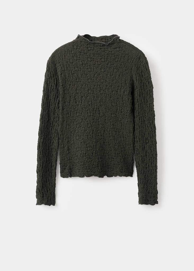 Textured crepe top — Khaki