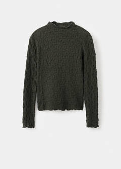 Textured crepe top — Khaki 9