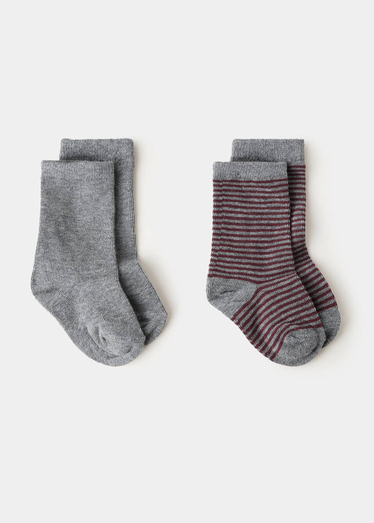MANGO KIDS - Pack de 2 paires de chaussettes bordeaux - 1-2 ans - Bébé garçon