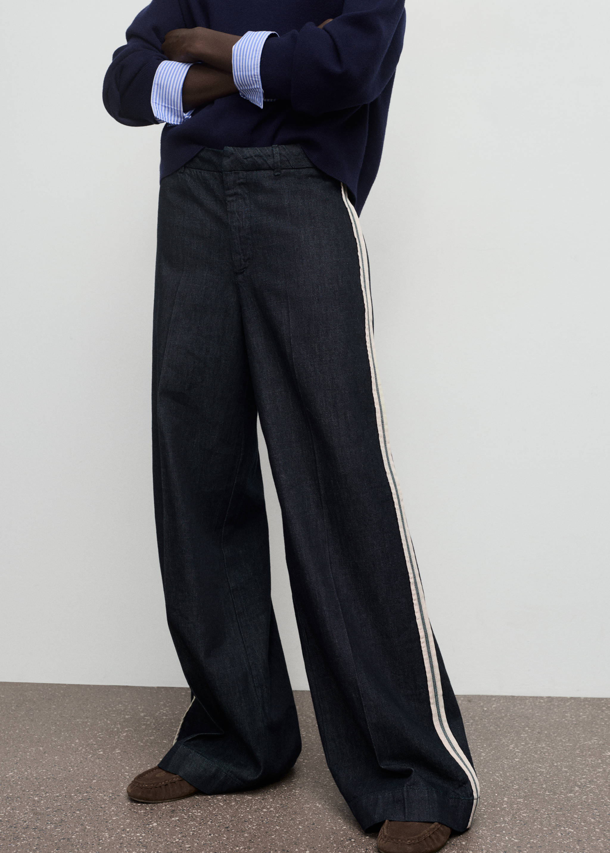 Wide leg striped jeans - Medium plane