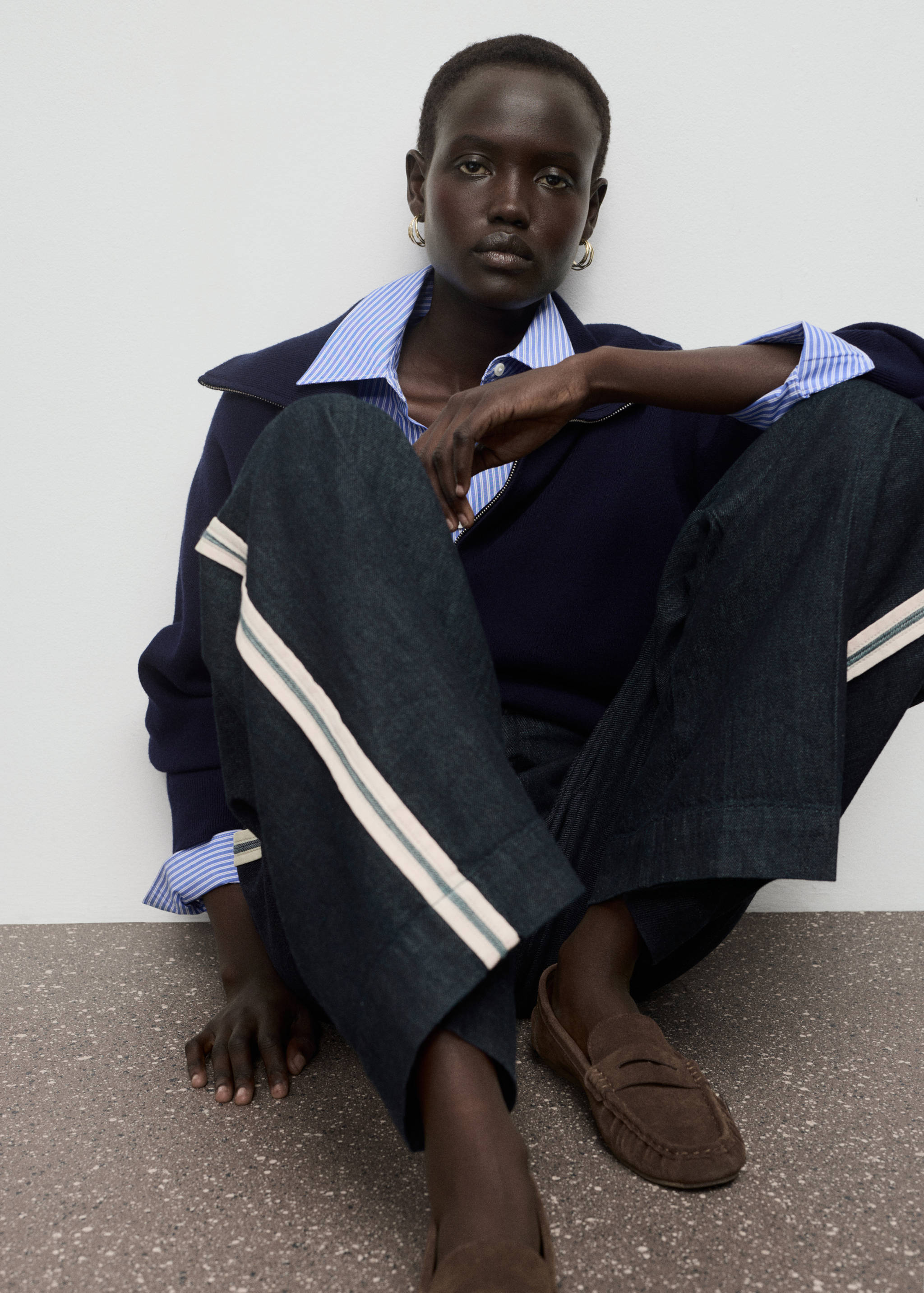 Wide leg striped jeans - Details of the article 1