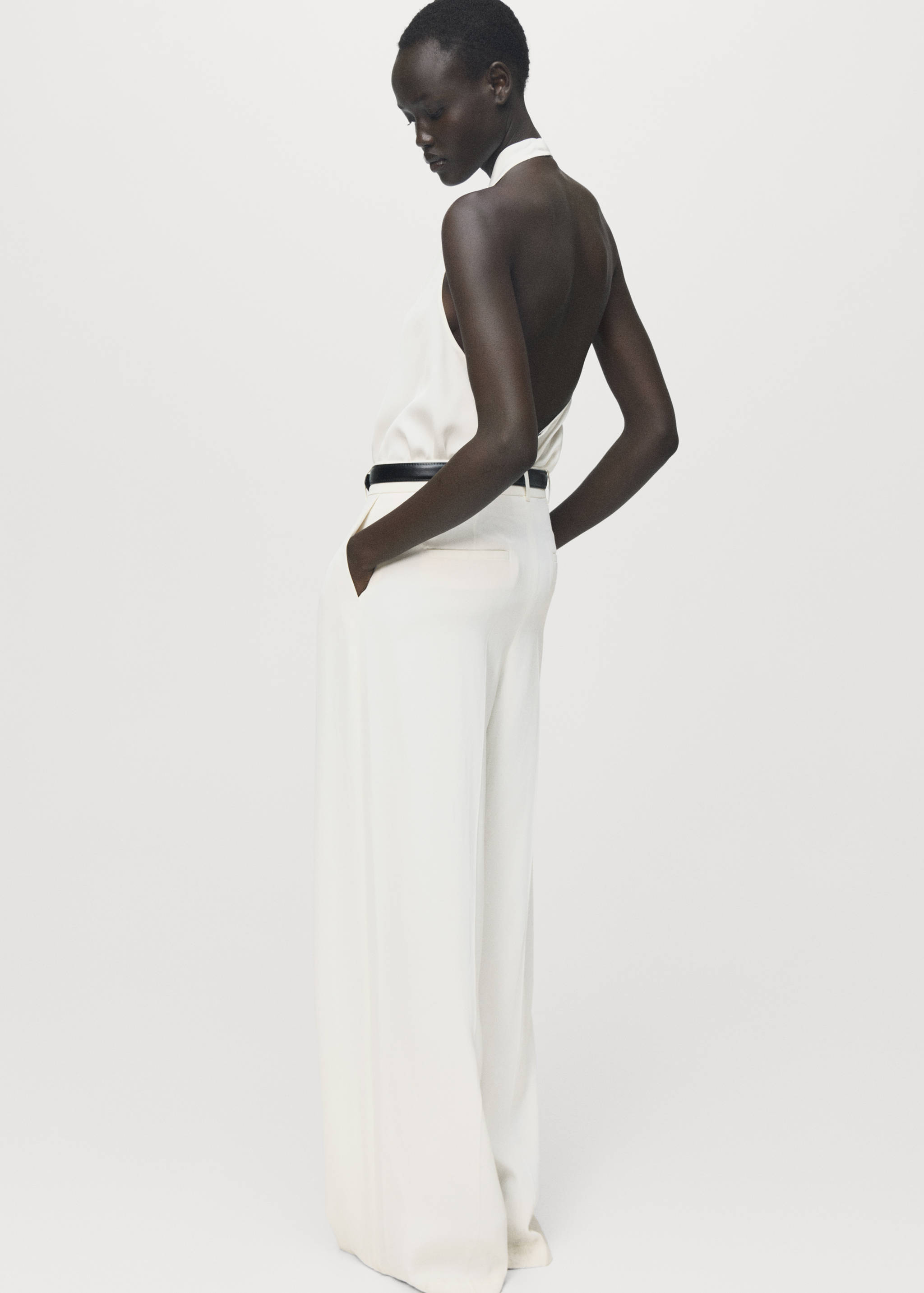 Satin blouse with draped neck - Reverse of the article