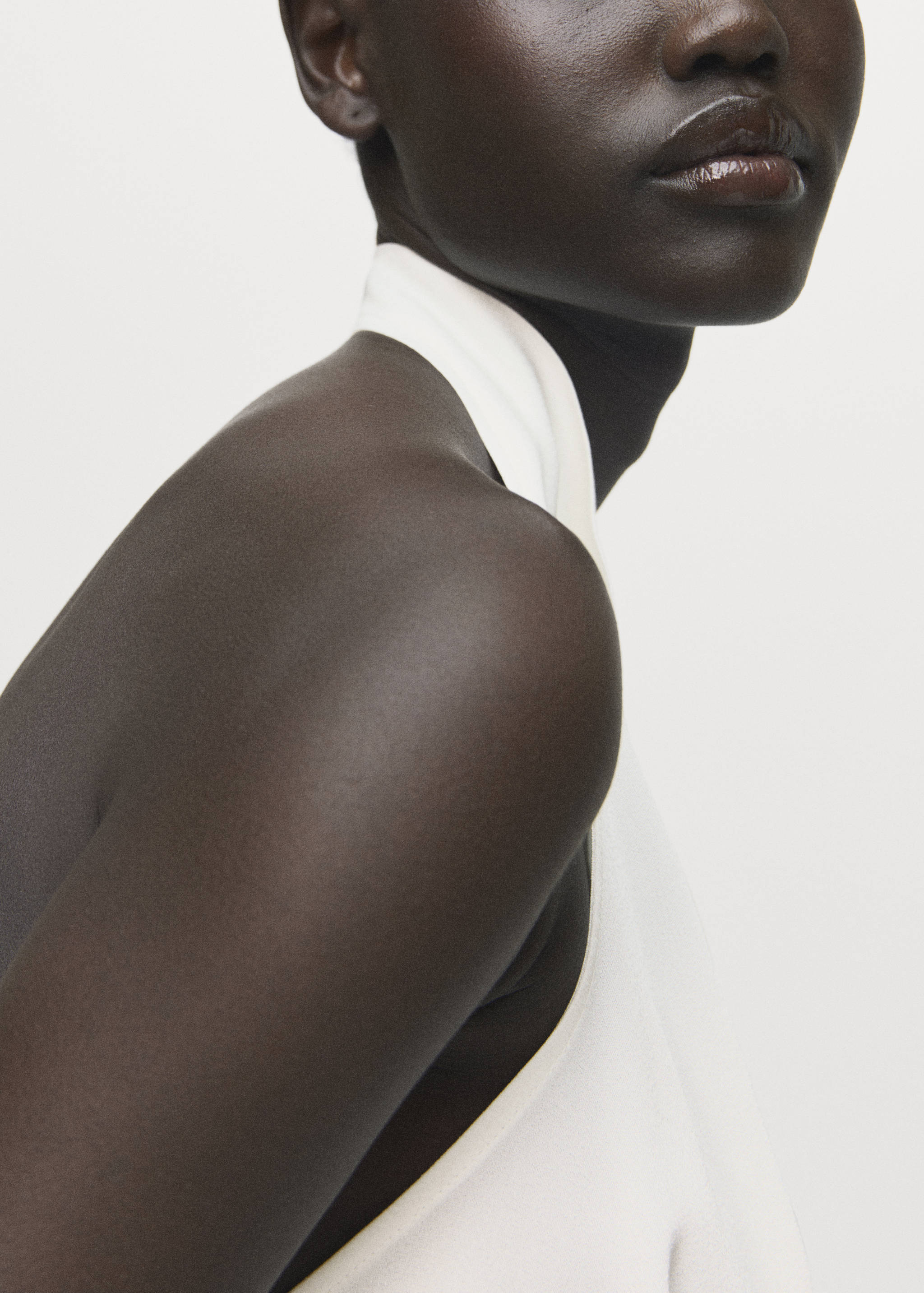 Satin blouse with draped neck - Details of the article 1