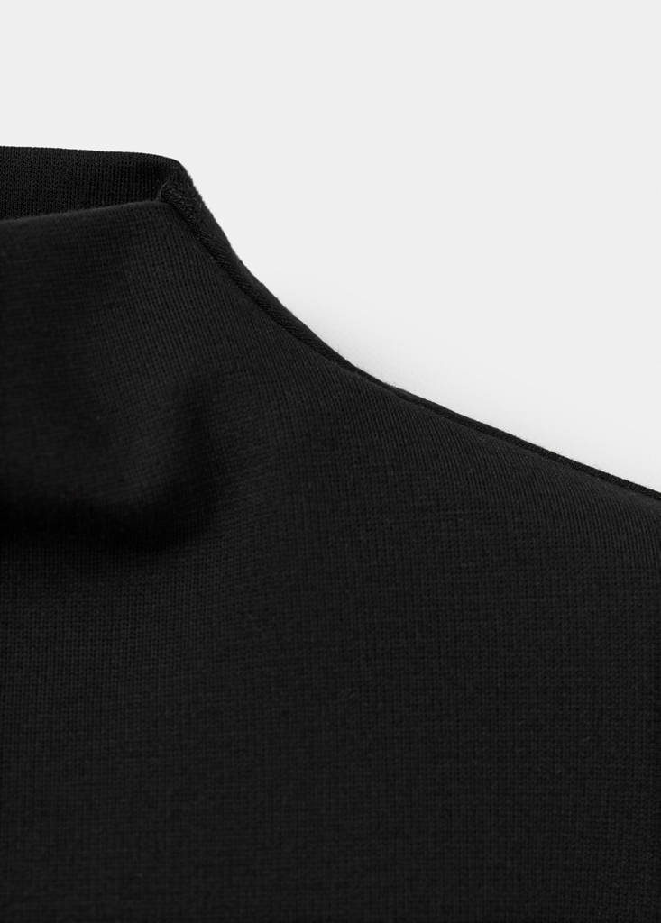 Ruched funnel-neck top — Black