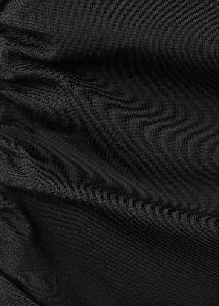 Ruched funnel-neck top — Black