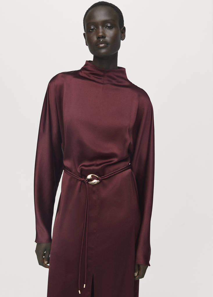 Belt satin dress
