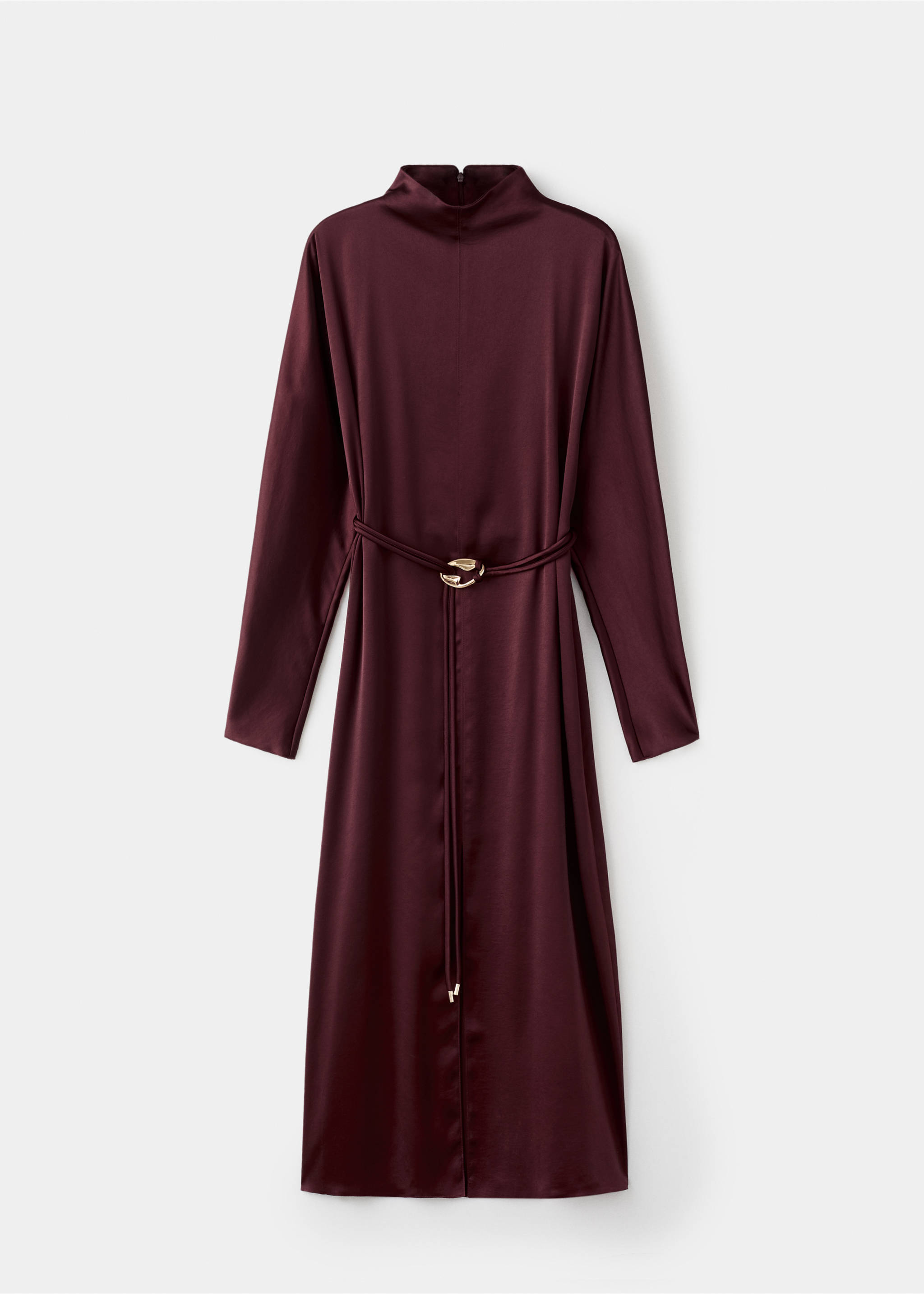 Belt satin dress - Article without model, Maroon. Ref: 17057806-00.