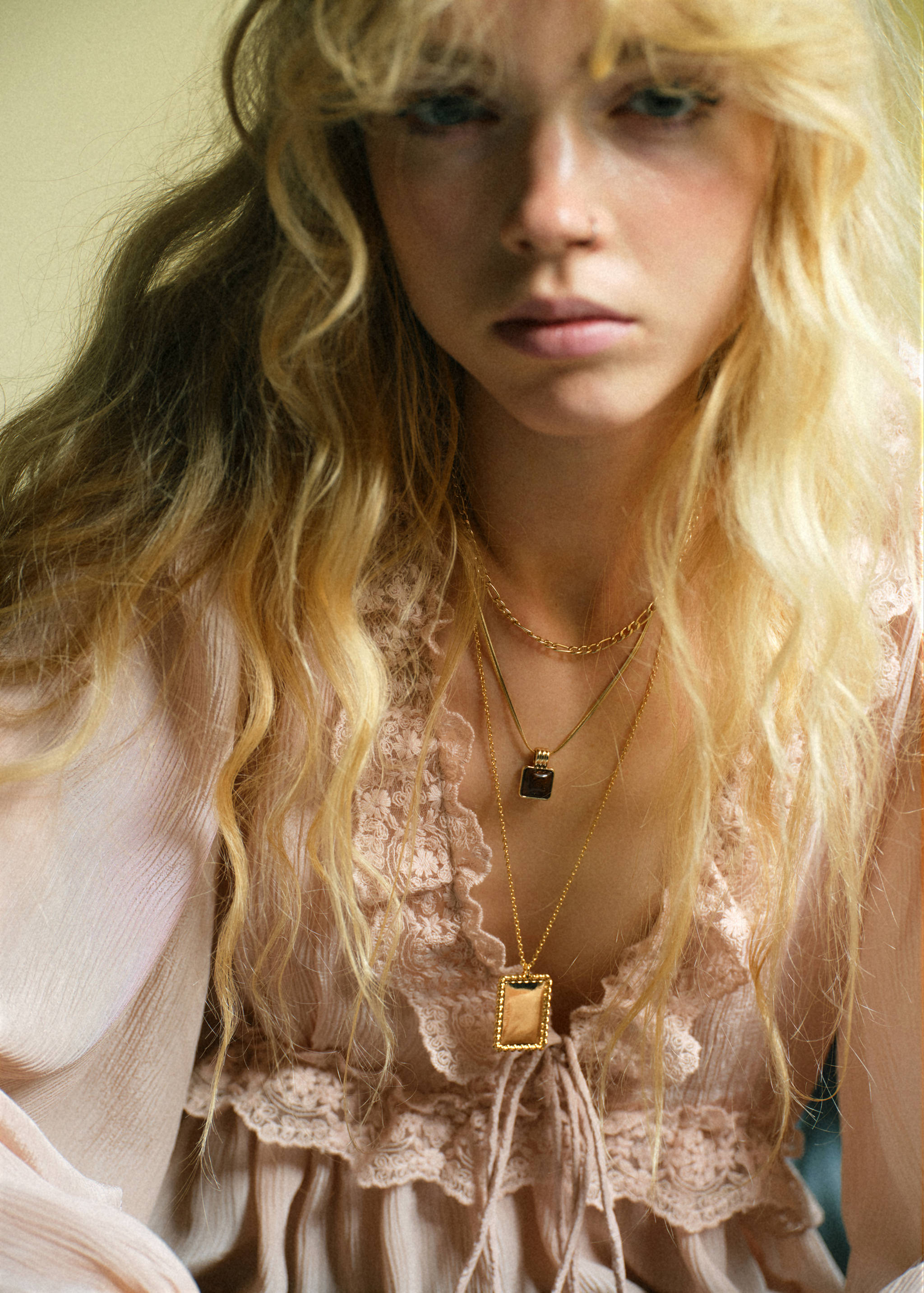 V-neck blouse with lace trim - Details of the article 1