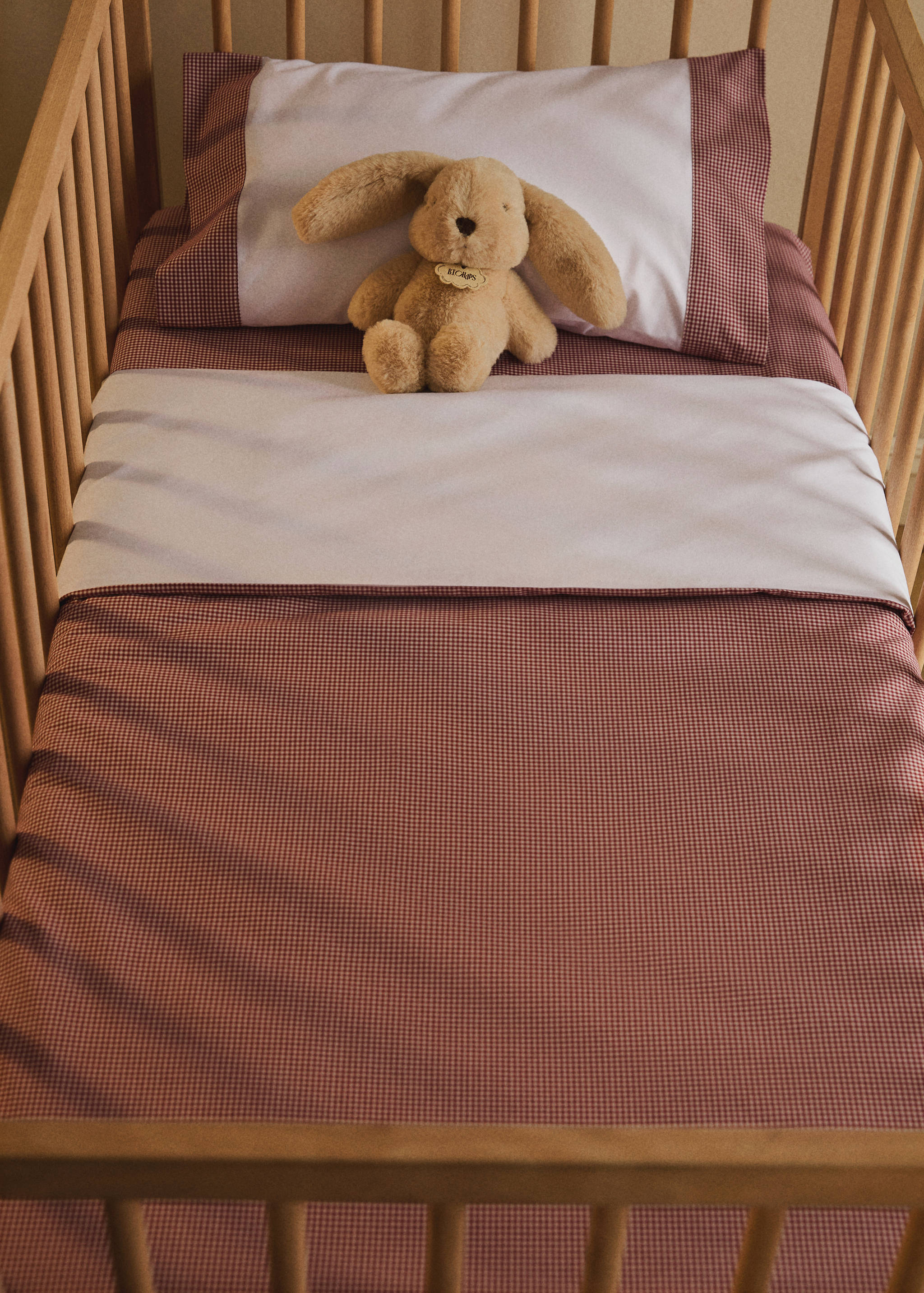 Yarn-dyed gingham-check children's duvet cover for cot - General plane