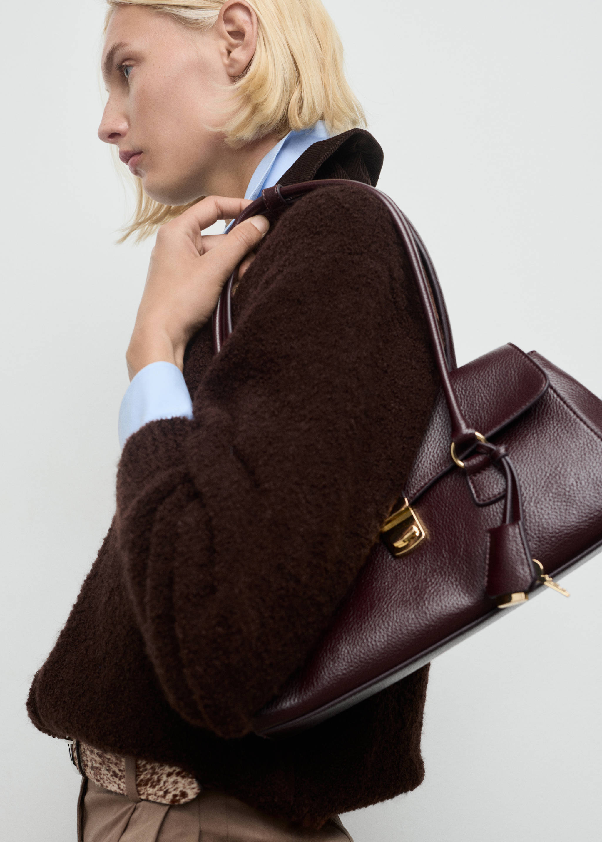 Veste en maille bouclée avec col en velours côtelé - Détail de l'article 1