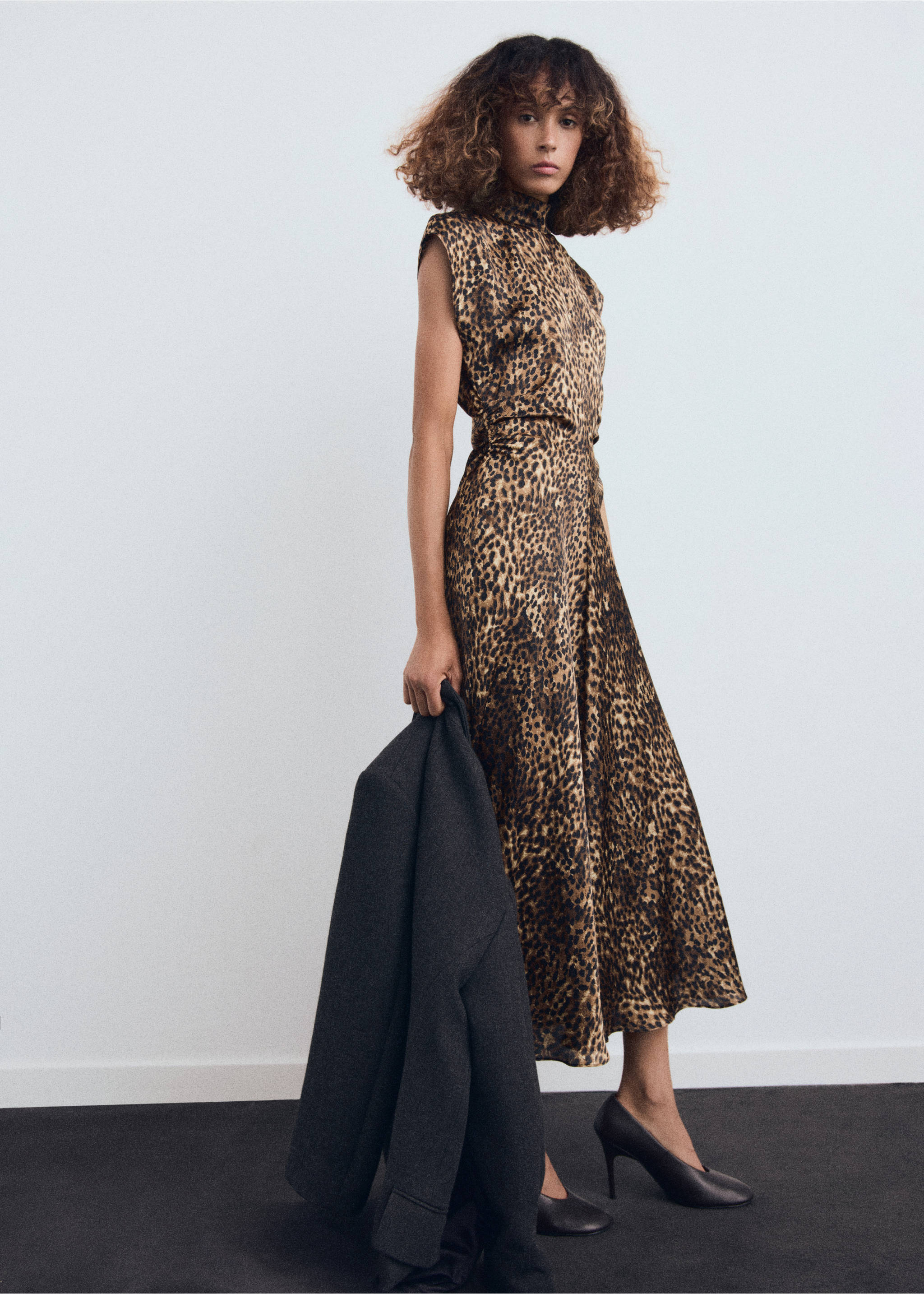 Leopard-print satin dress - General plane, Brown. Ref: 17057817-00.