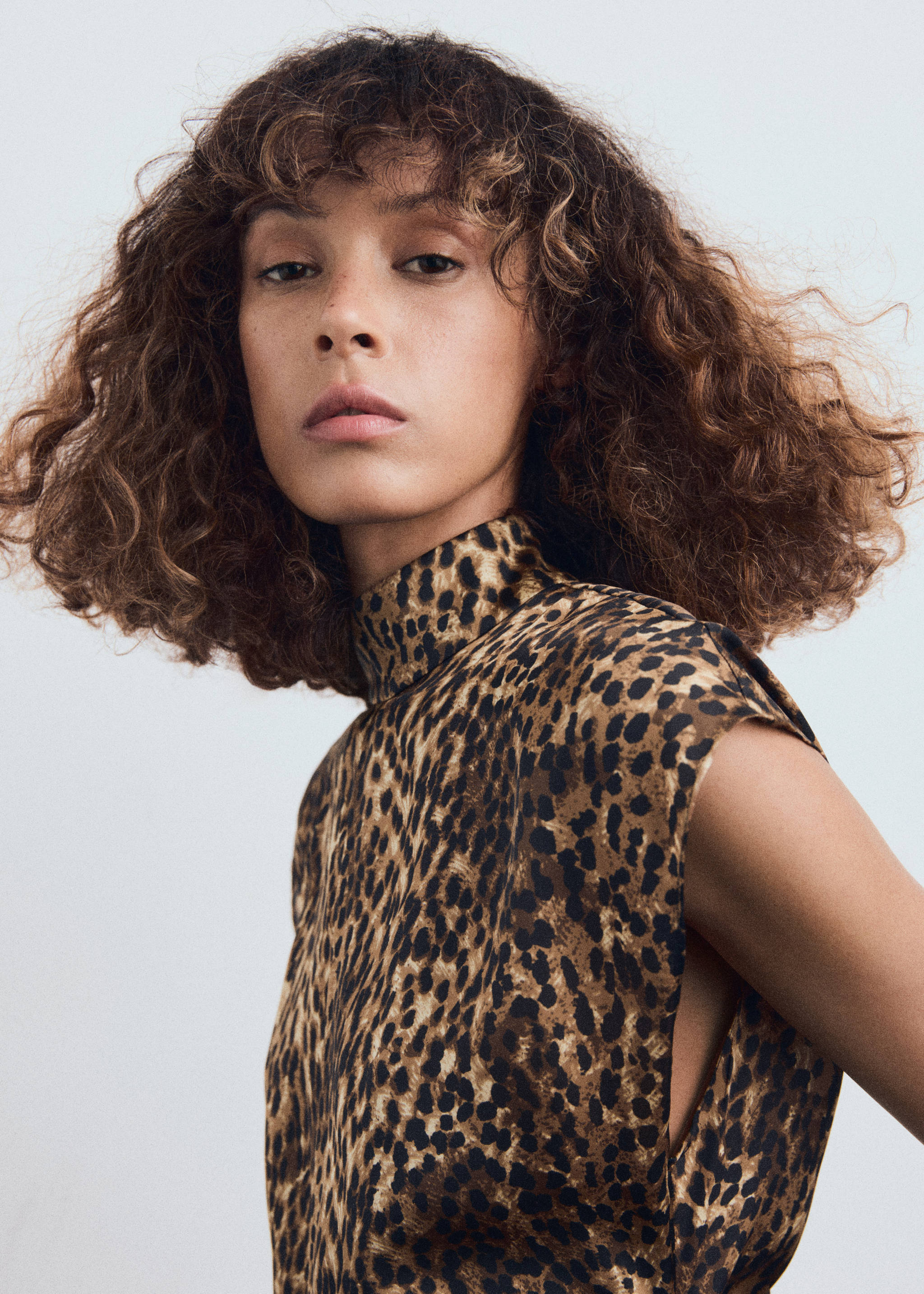 Leopard-print satin dress - Details of the article 1