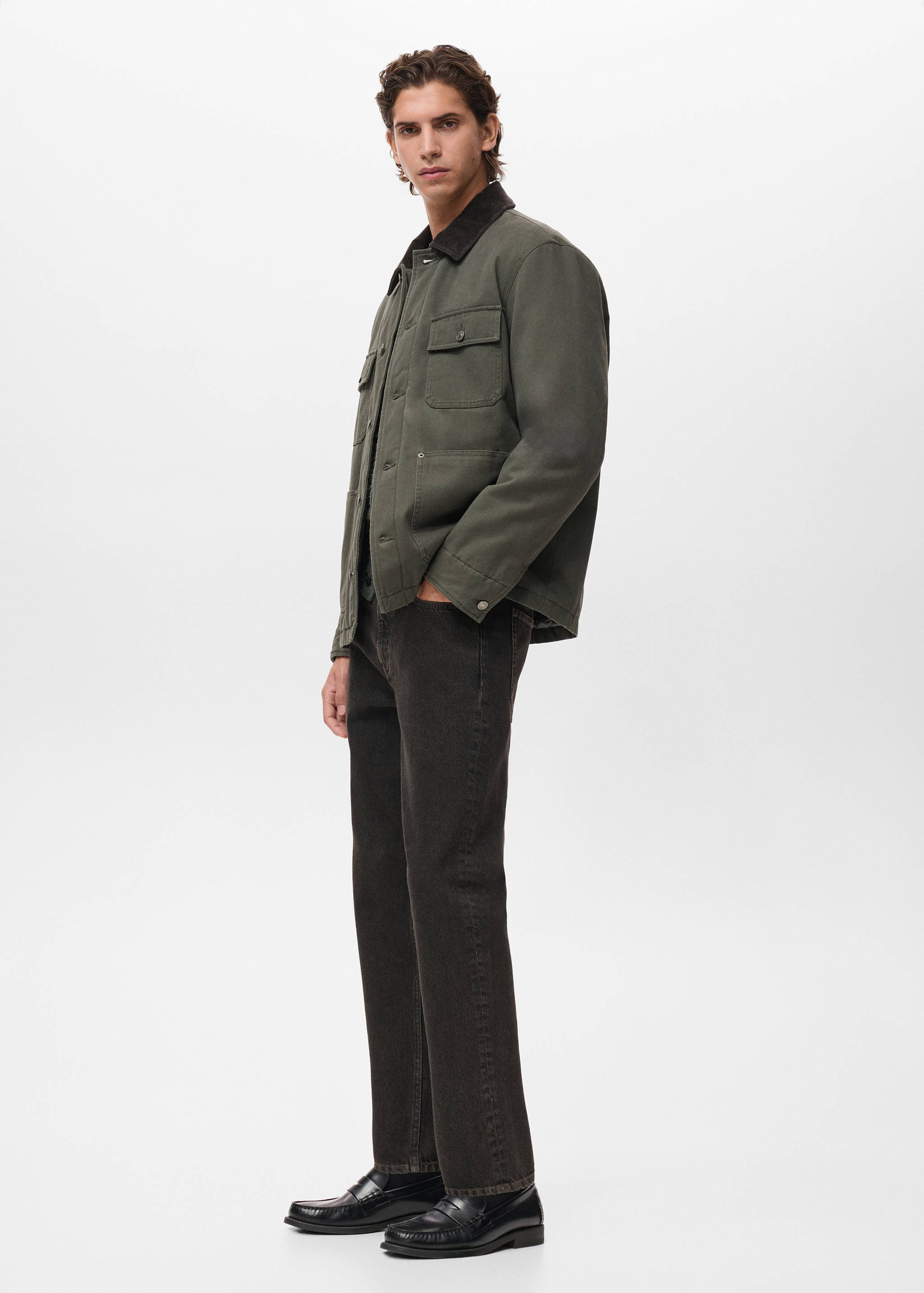 灯芯绒领口绗缝夹克 - null