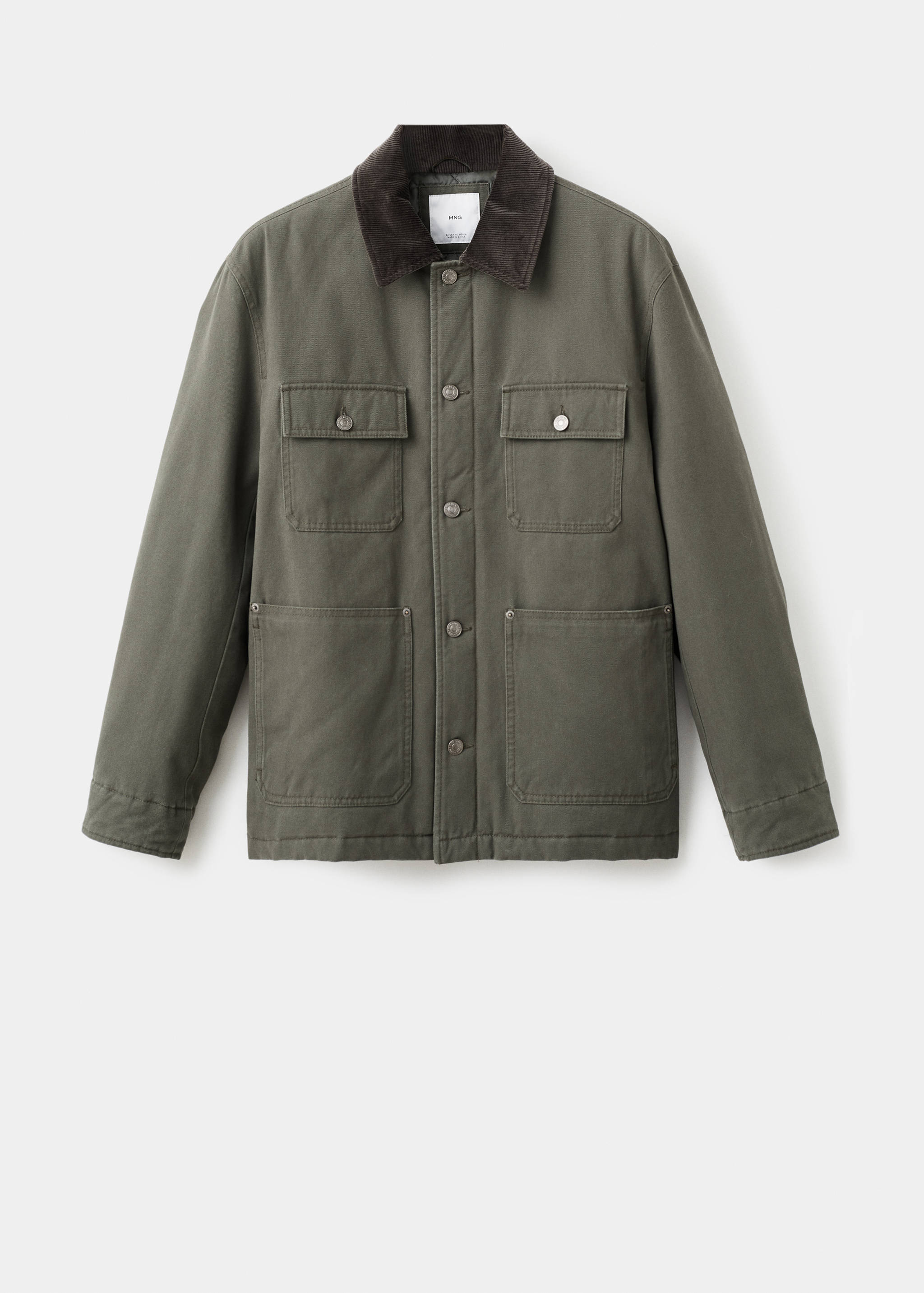 Quilted jacket with corduroy collar - Article without model