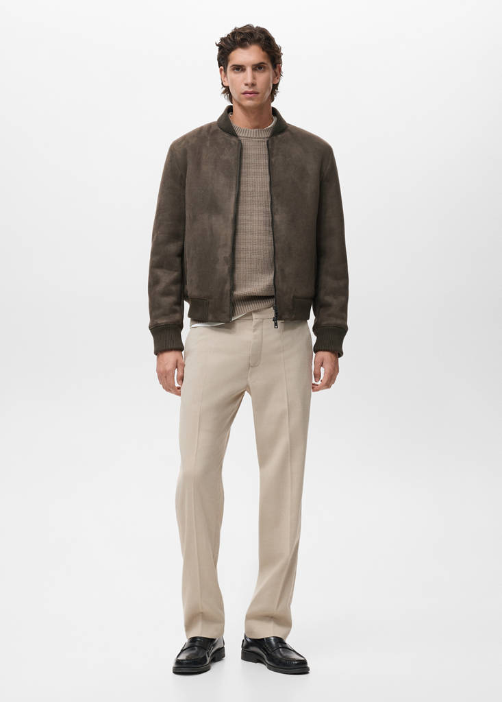 MANGO MAN - Veste bomber effet daim marron - XL