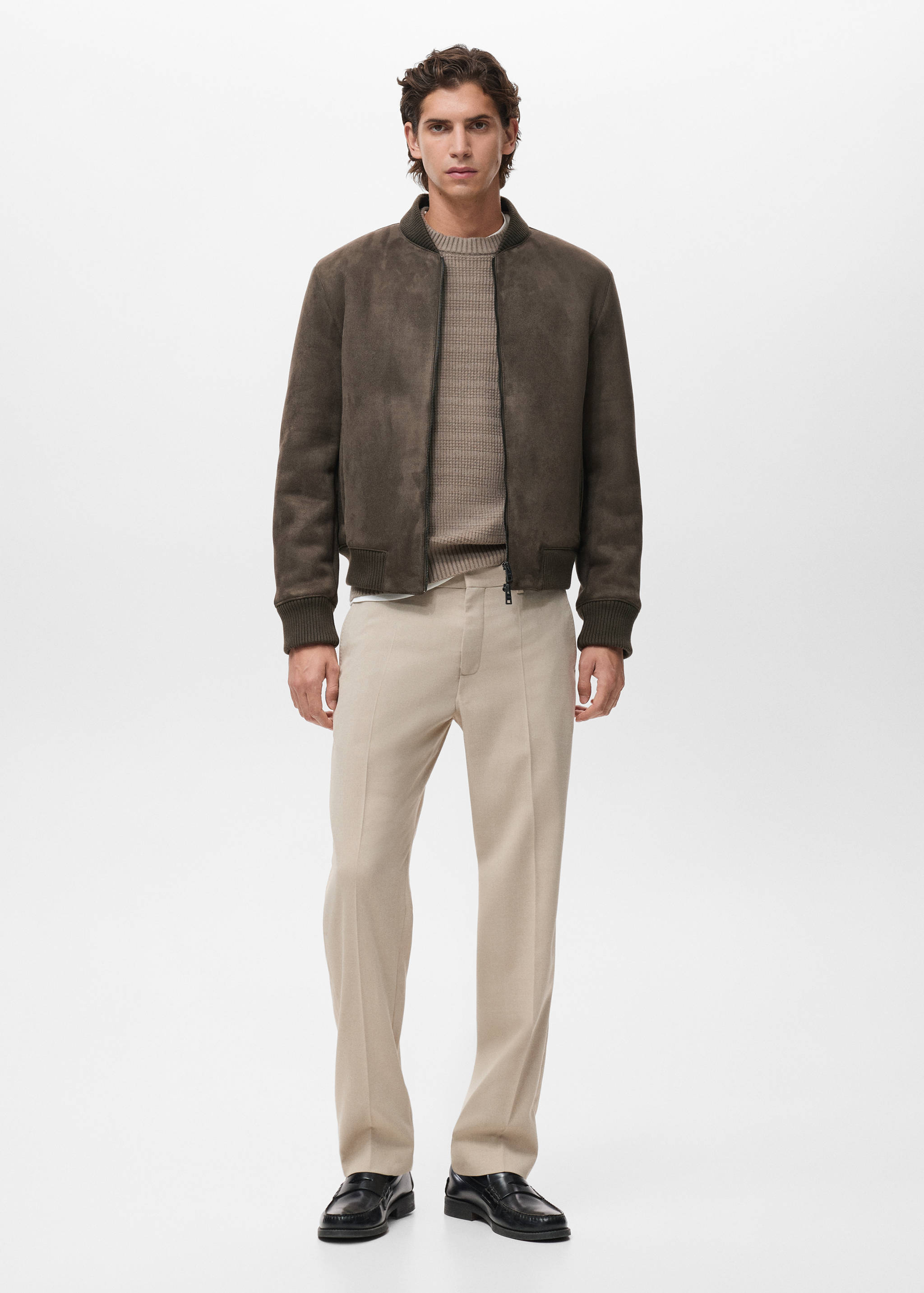 Suede-effect bomber jacket - General plane