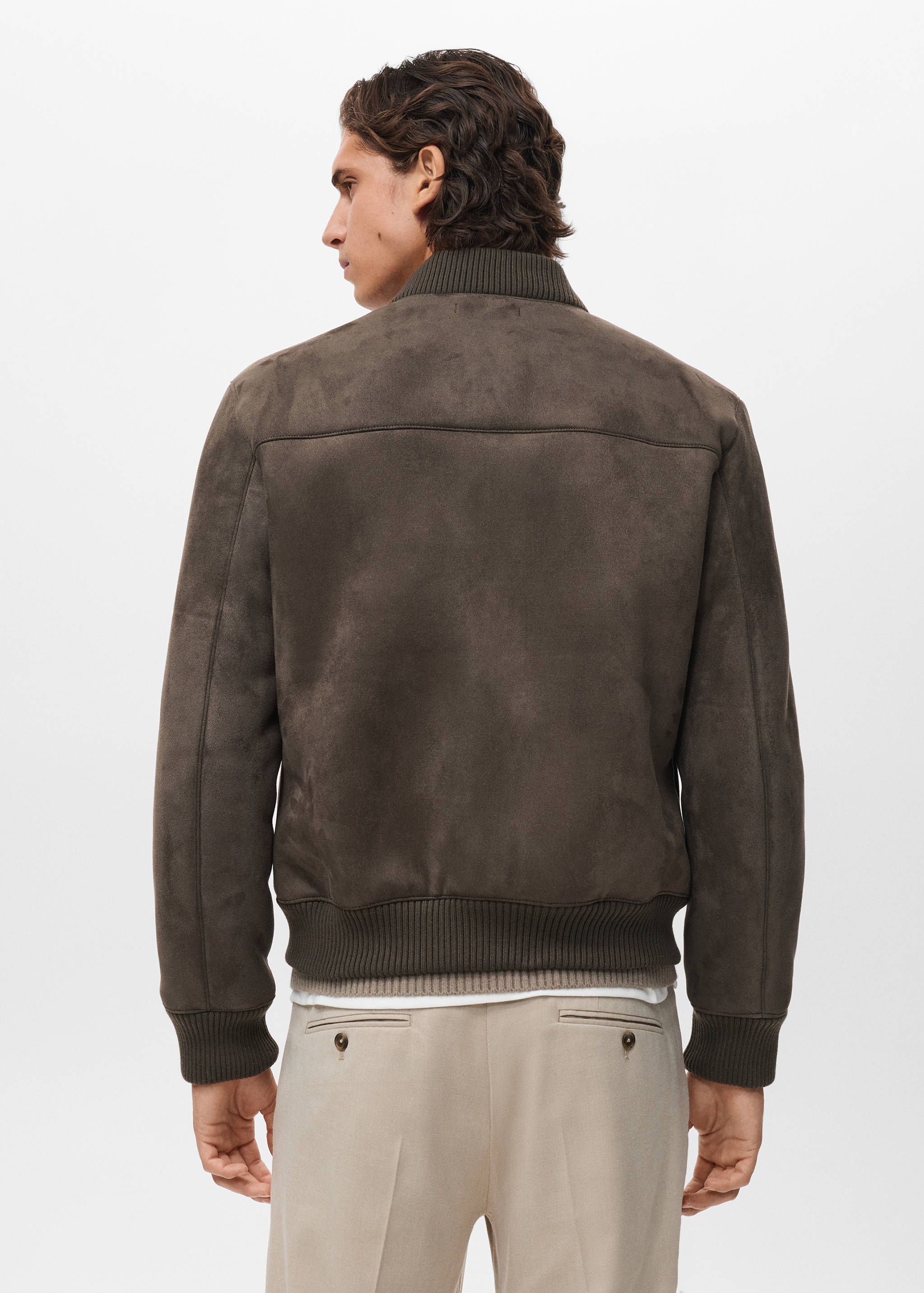 Suede-effect bomber jacket - Reverse of the article
