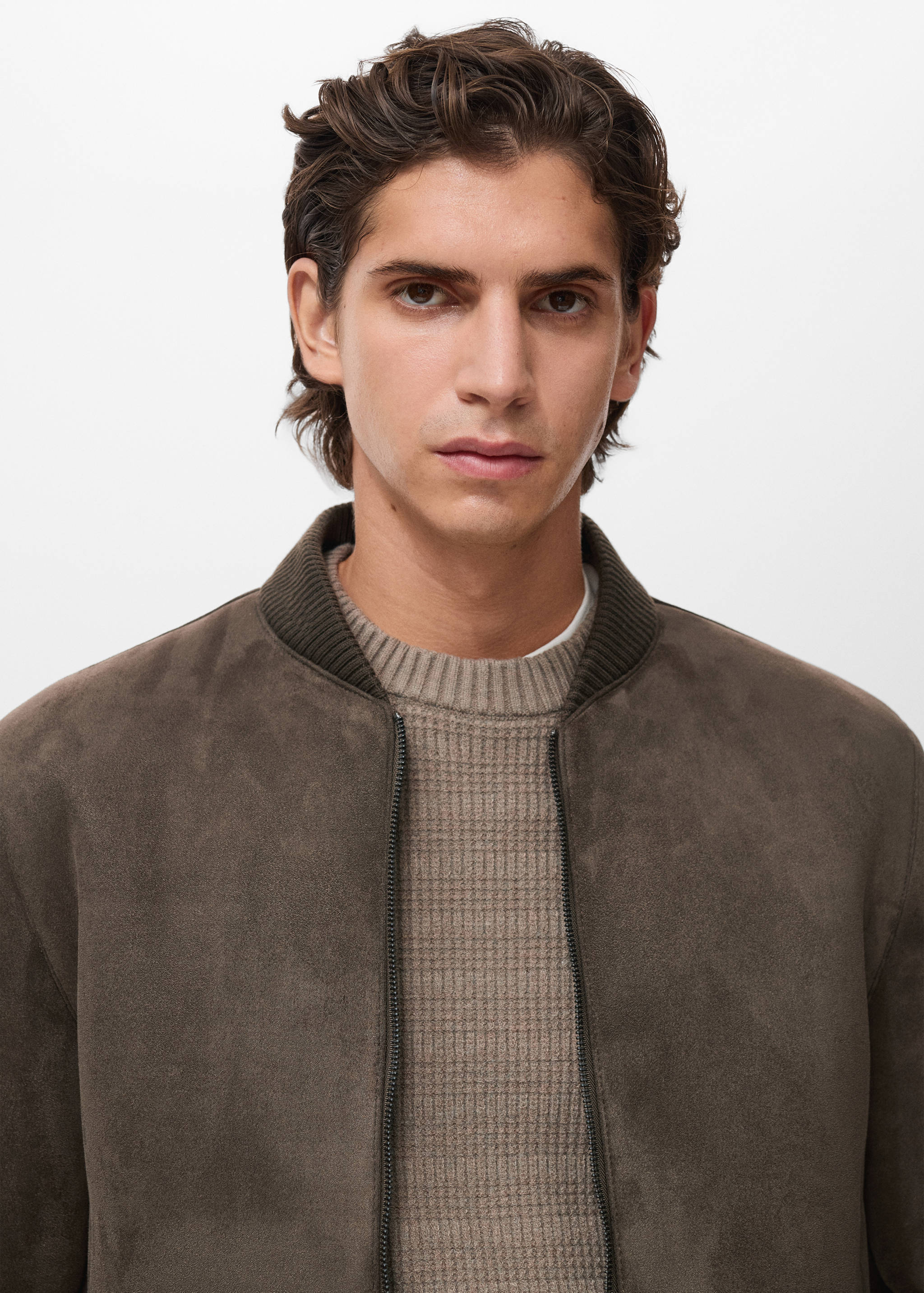 Suede-effect bomber jacket - Details of the article 1