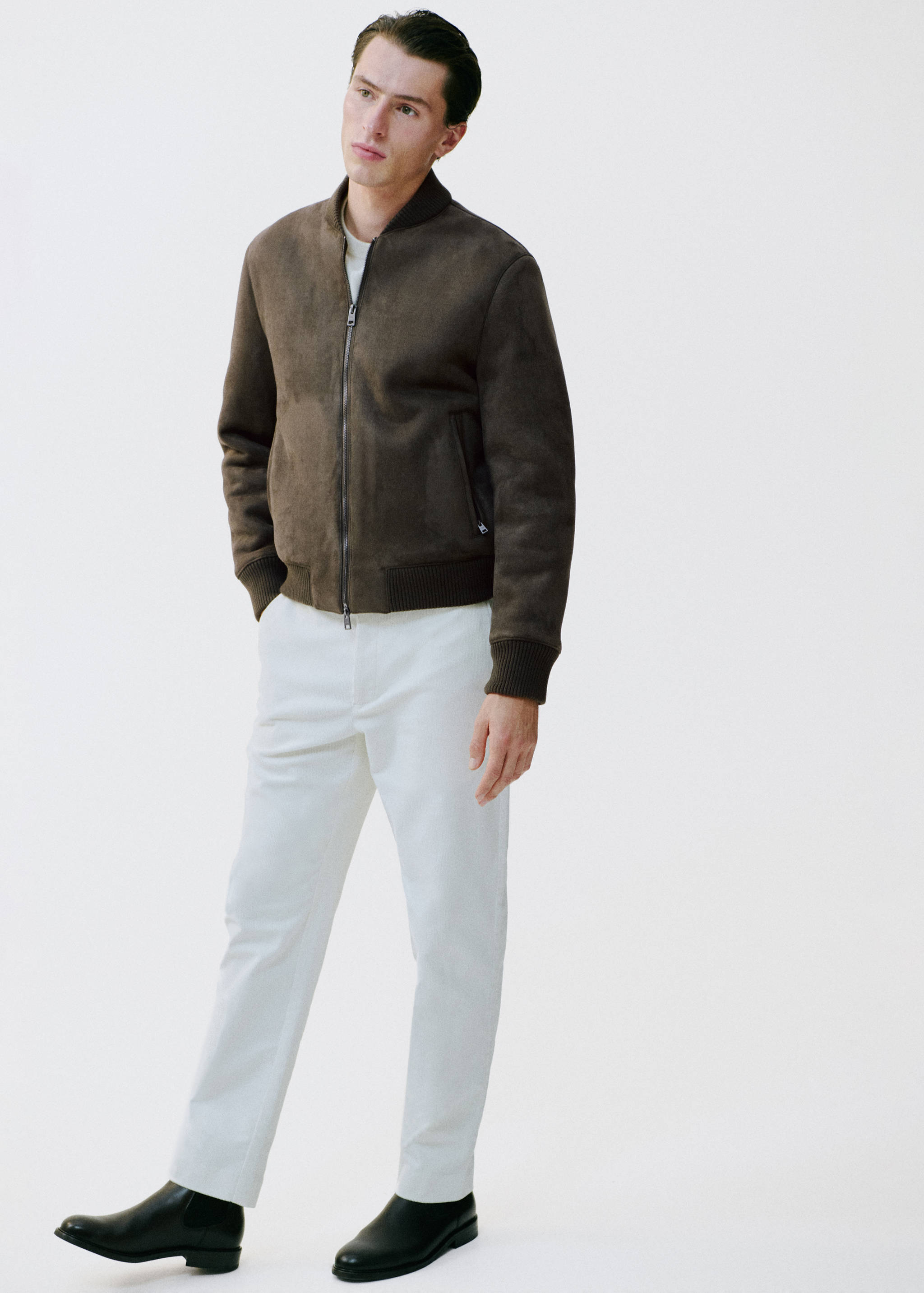 Suede-effect bomber jacket - Details of the article 3