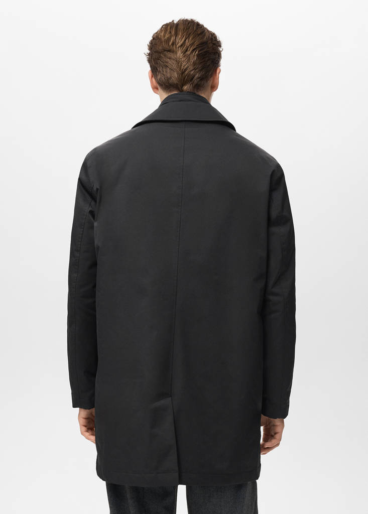 Quilted water-repellent trench coat — Black