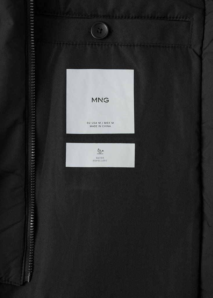 Quilted water-repellent trench coat — Black