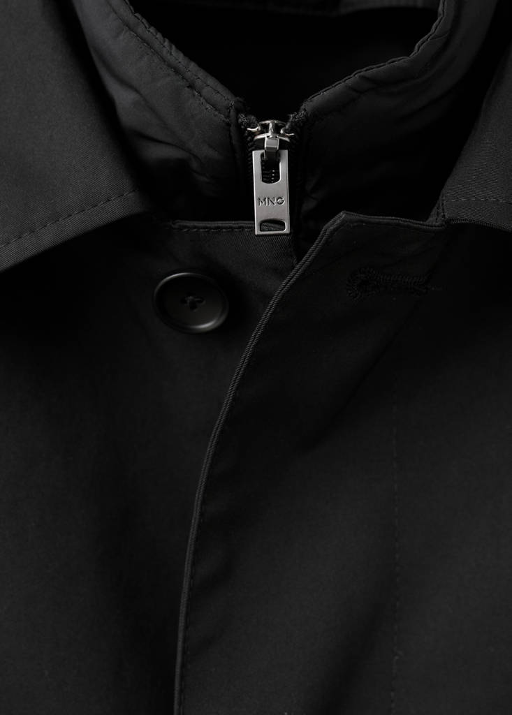 Quilted water-repellent trench coat — Black