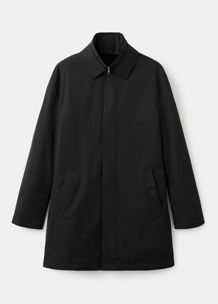 Quilted water-repellent trench coat — Black