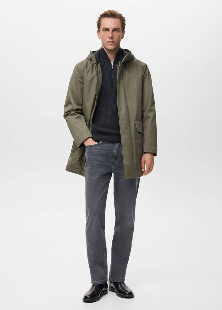 Quilted parka with water-repellent hood — Medium Brown