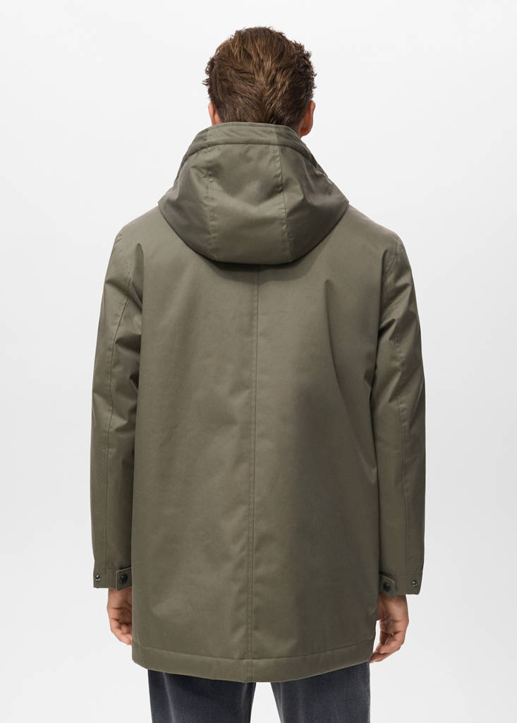 Quilted parka with water-repellent hood — Medium Brown