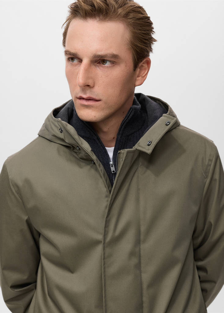 Quilted parka with water-repellent hood — Medium Brown