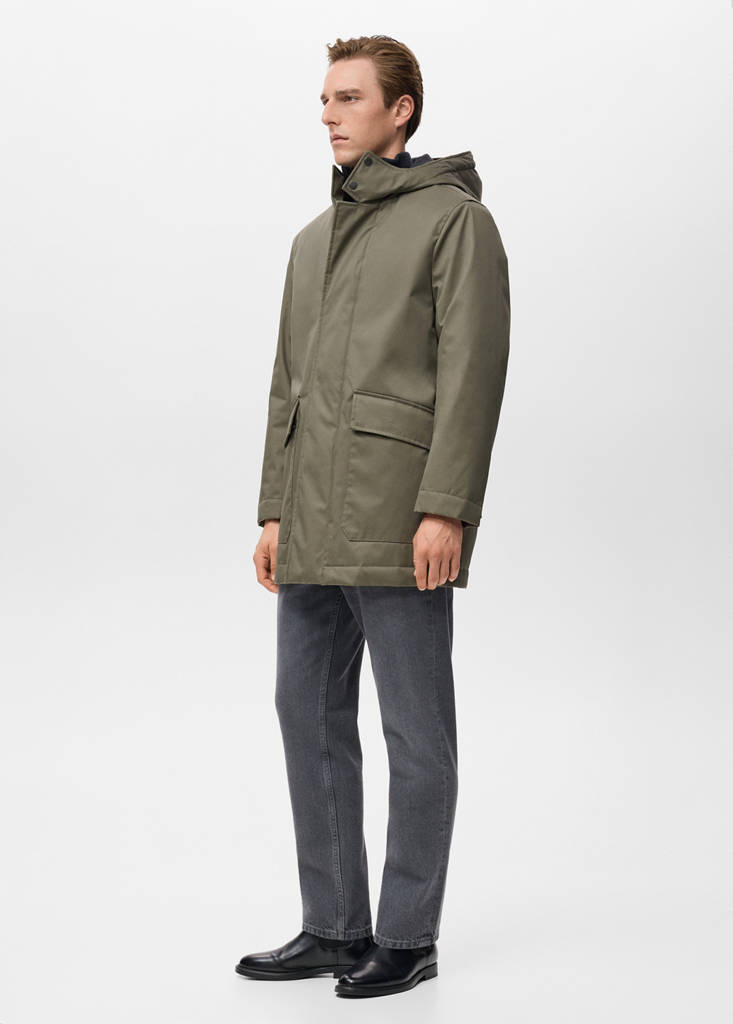Quilted parka with water-repellent hood — Medium Brown