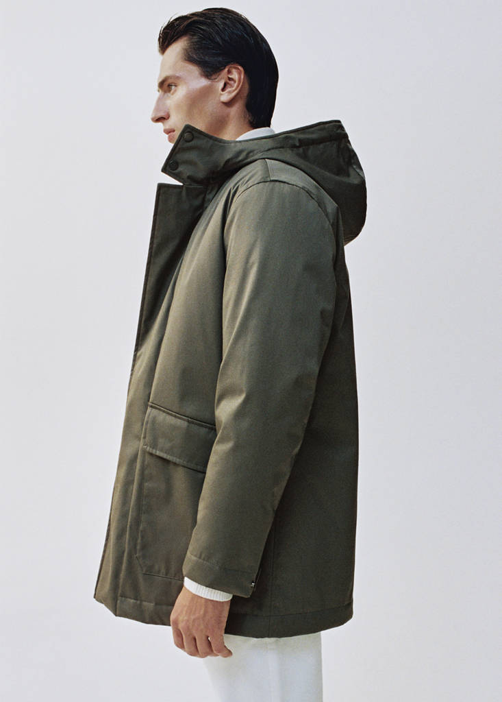 Quilted parka with water-repellent hood — Medium Brown