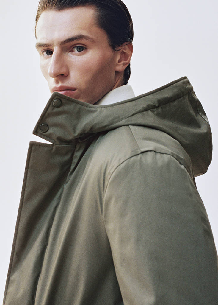 Quilted parka with water-repellent hood — Medium Brown