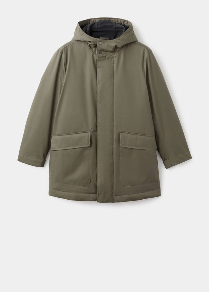 Quilted parka with water-repellent hood — Medium Brown