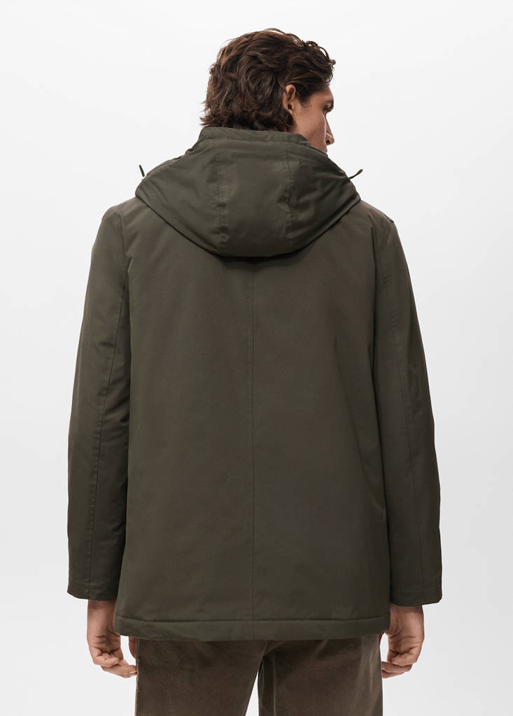 Water-repellent hooded parka — Dark Green
