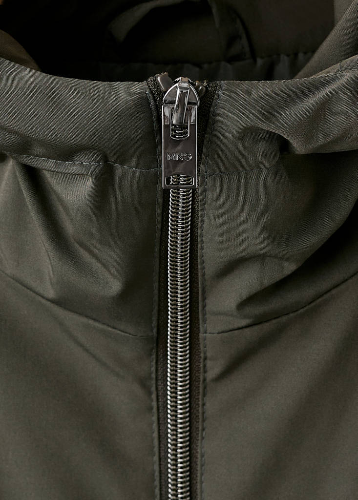 Water-repellent hooded parka — Dark Green