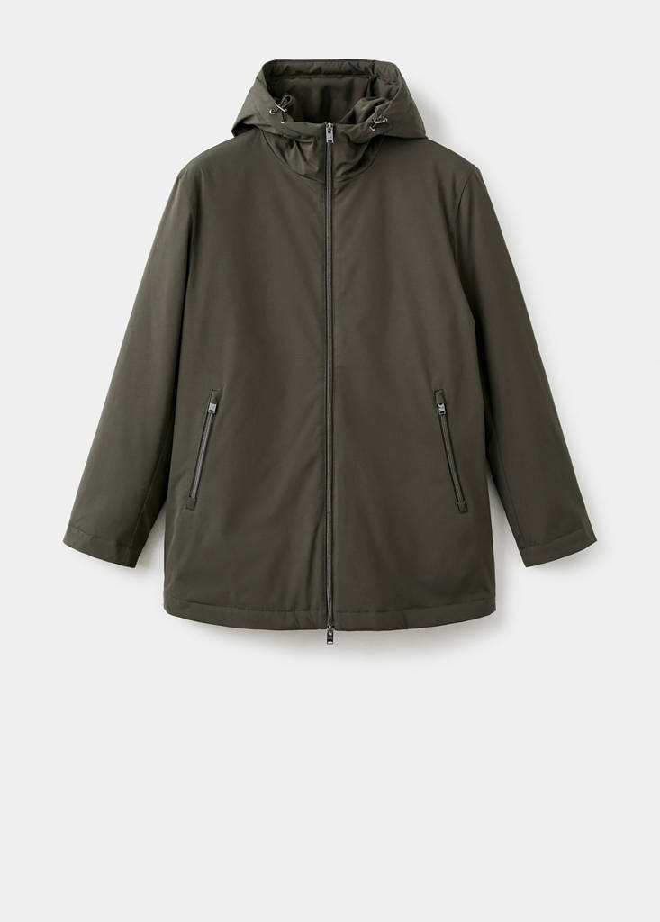 Water-repellent hooded parka — Dark Green
