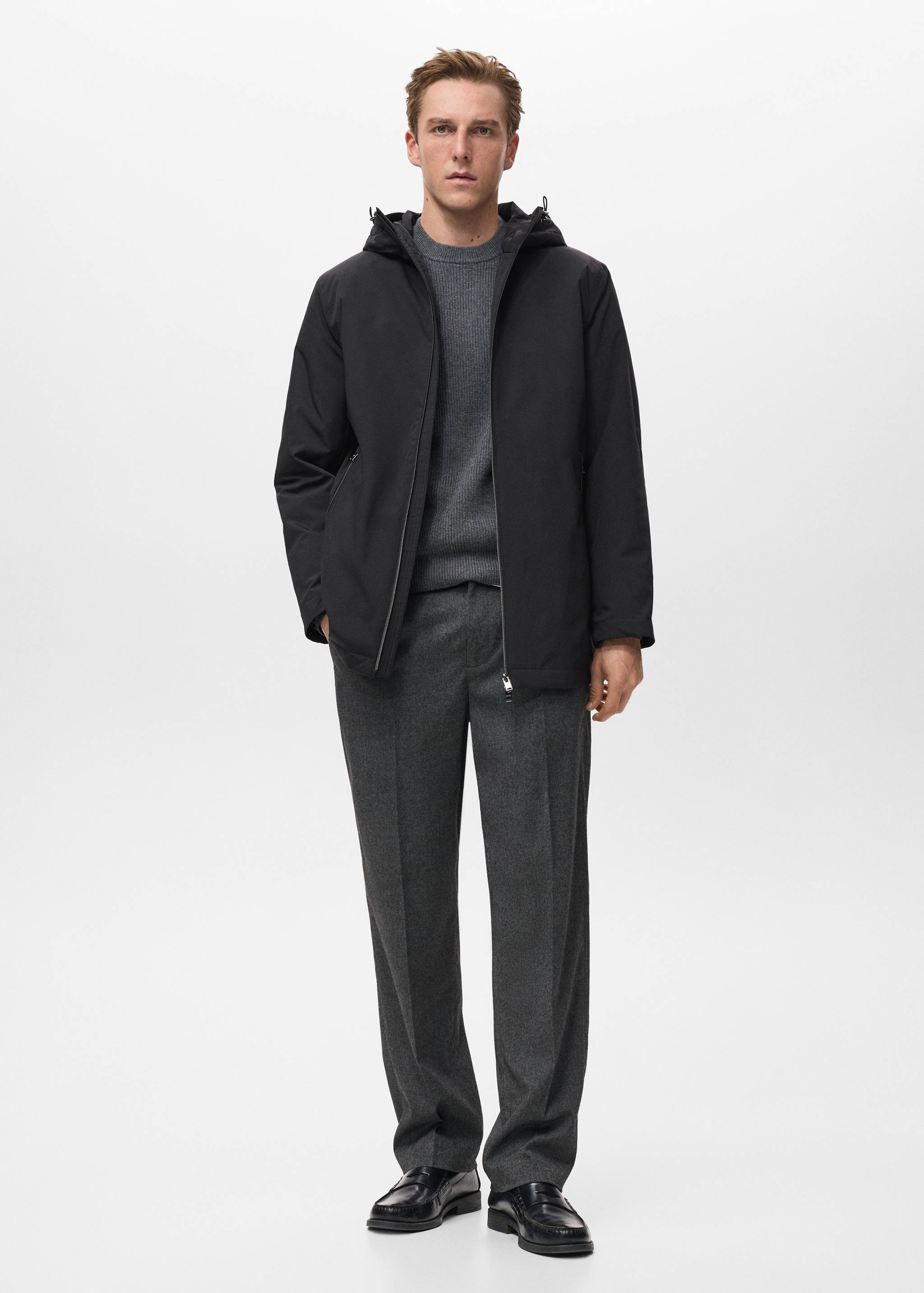 Water-repellent hooded parka - General plane