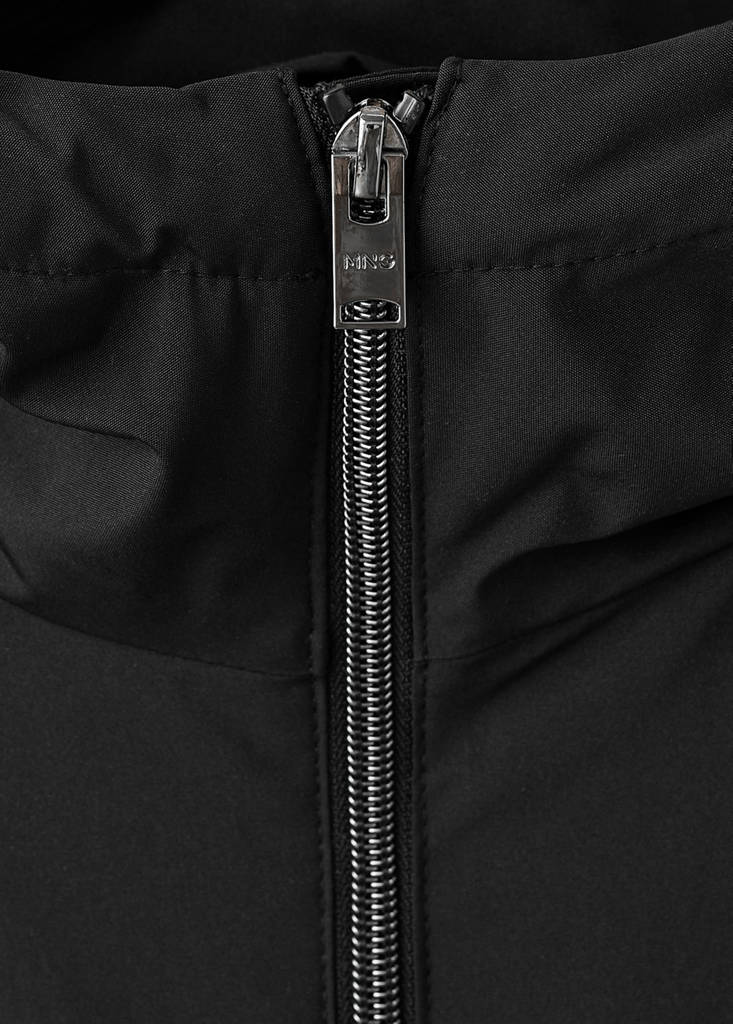 Water-repellent hooded parka — Black
