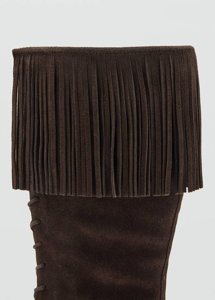 Fringed leather boots — Chocolate