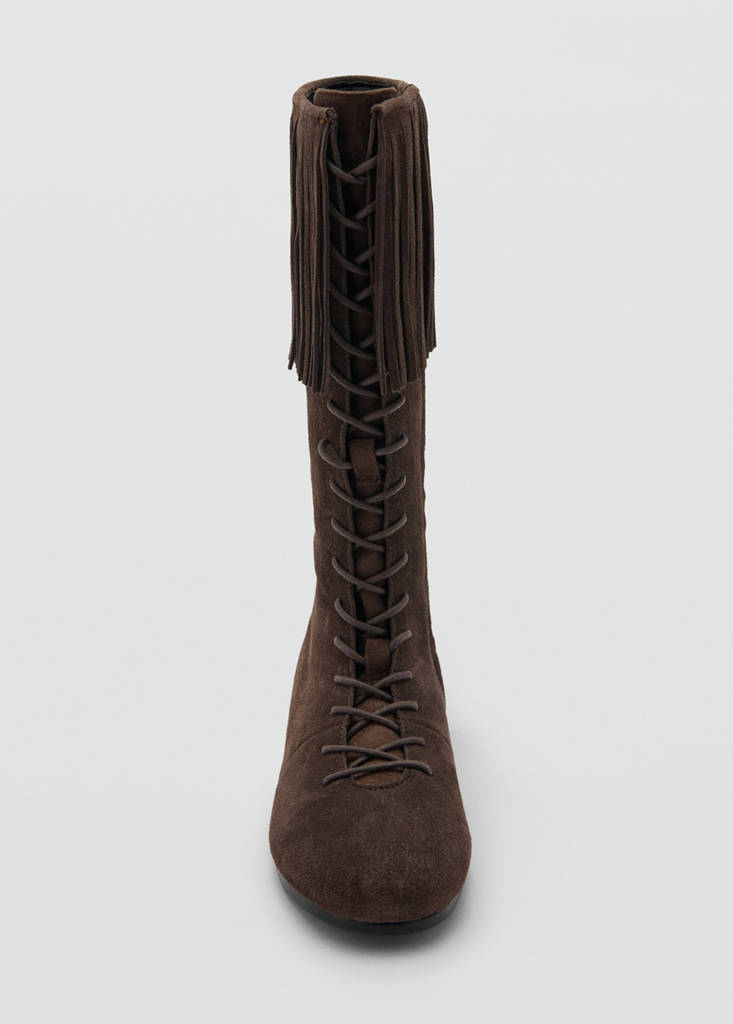 Fringed leather boots — Chocolate
