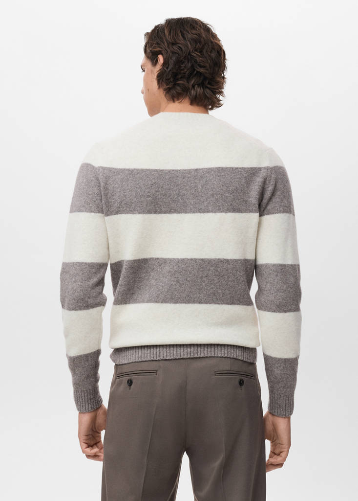 Wool-blend striped sweater — Ecru